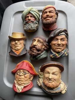 Lot of 7 Vintage Bossons Chalkware heads