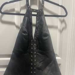 Harley Davidson Woman’s Black Leather Halter Top Size 8