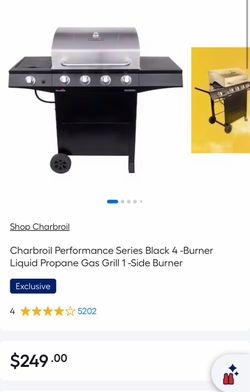Charbroil Performance Series Black 4 -Burner Liquid Propane Gas Grill 1 -Side Burner