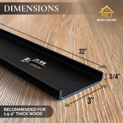 Set of 2-32” C Channel Steel Support for Table Top Live Edge Slab, 3/4" Leg, C-Channel Woodworking, Black Powder Coat Finish, 6 Holes
