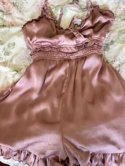 Silver silk pink shorts romper