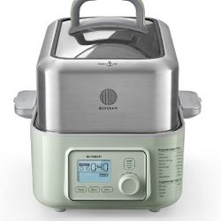 BUYDEEM G563 5-Quart Electric Food Steamer for Cooking, One Touch Vegetable Steamer, Digital Multifunctional Steamer, Quick Steam in 60s, Stainless St