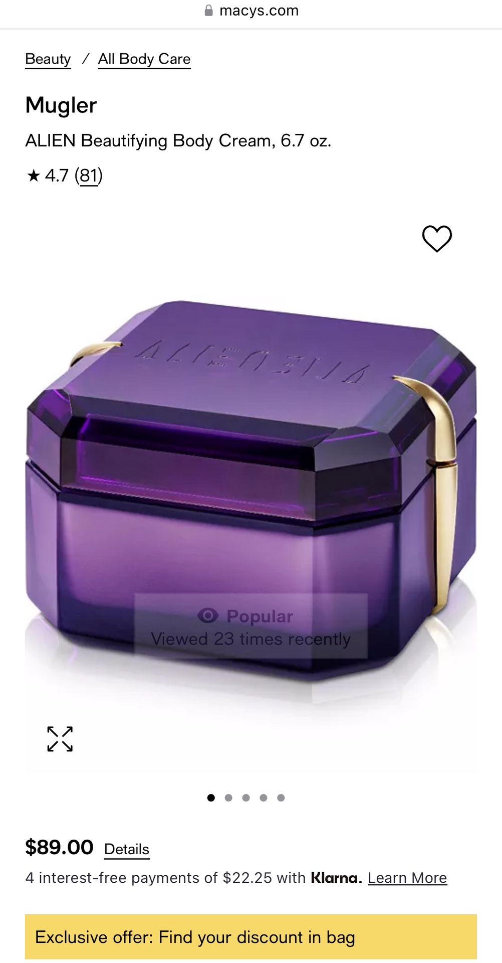 Brand New In Box Alien By Terry Mugler Full Body Cream