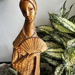 Beautifully Carved Wooden Statue - Vintage MCM