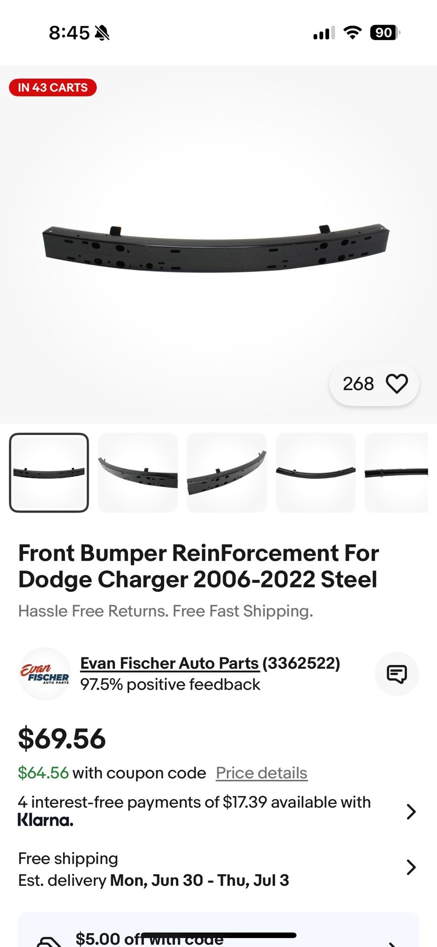 Brand New Front Bumper Reinforcement