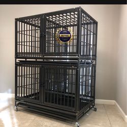 Double stacked dog pet cage Kenenls size 43 with divider and grid new in box 📦