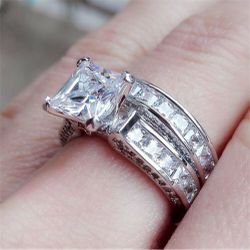 Women's princess cut wedding engagement promises ring size 6