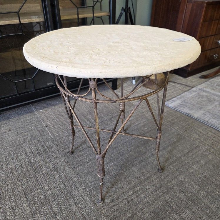 Metal Stucco-esque Side Table