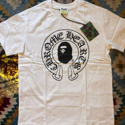 White Chrome Heart Bape Tee 