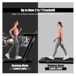 2-in-1 Folding Treadmill – Walking Pad & Running Machine with Remote Control