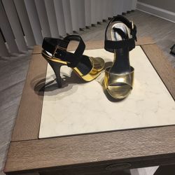 Gold & Black Heels