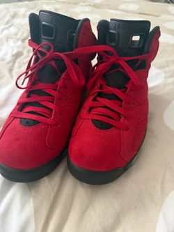 Air Jordan 6 Red Suede Black Sole Sneakers