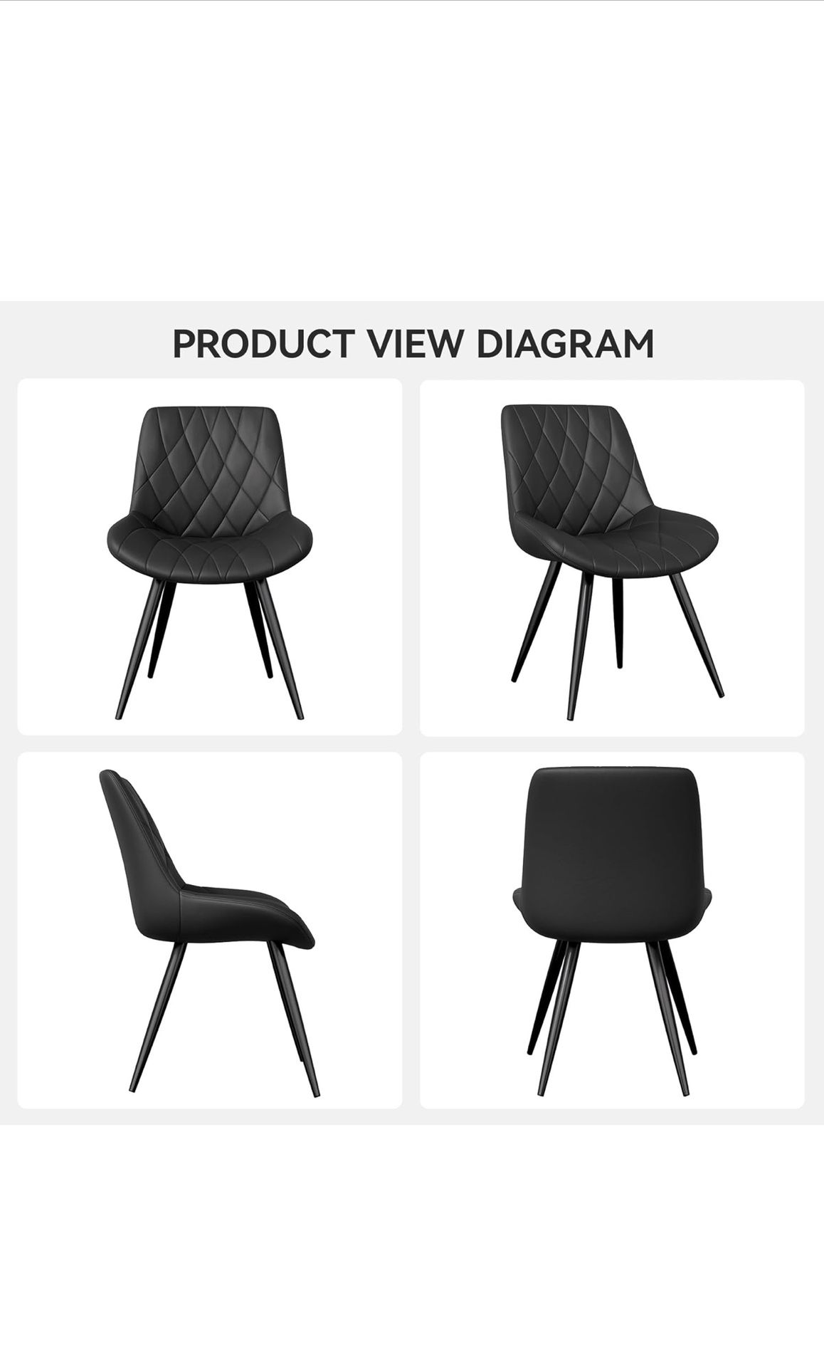 Dining Chairs Set of 4, Comfy Dining Room Chairs with Thick Cushion & Padded Backrest, Mid-Century Modern Upholstered PU Leahter Kitchen Side Chairs w