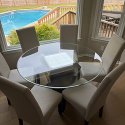Glass Table And 6 Chairs For Kitchen $200 Or Best Offer 