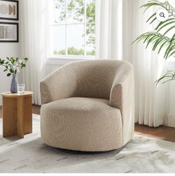 Boucle Swivel Accent Chair, Taupe
