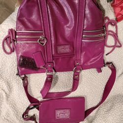Coach Purse And Wallet Set Dark Pink Purple's 