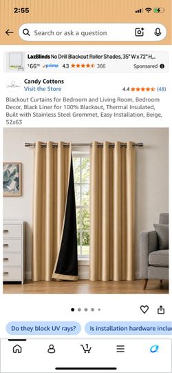 New in packaging 52x72 beige blackout curtains