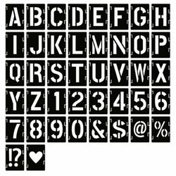 New 12 Inch Letter Stencils Symbol Numbers Craft Stencils, 42 Pcs Reusable Alphabet Templates Interlocking Stencil Kit for Painting on Wood, Wall, Fab