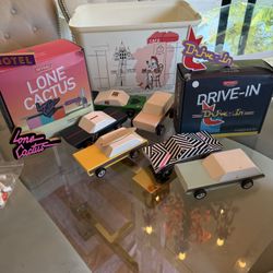 Entire Set Of Wooden Candy Lab Cars With Hotel And Drive-Through