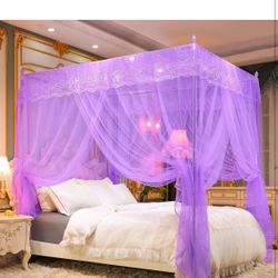 Canopy Bed Frame, Metal Stainless Steel Four Corner Bed