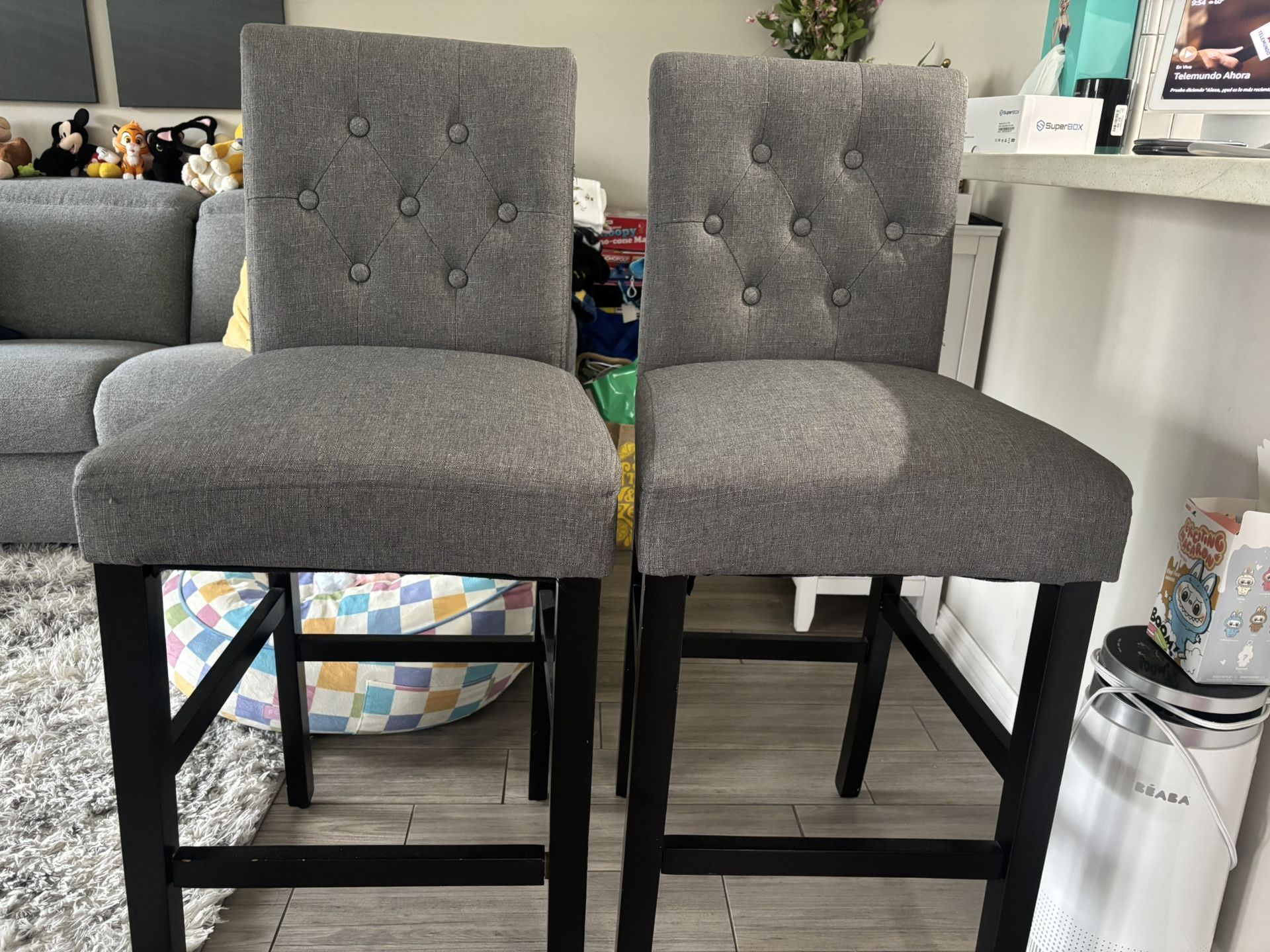 Set of 2 Barstools (Grey)