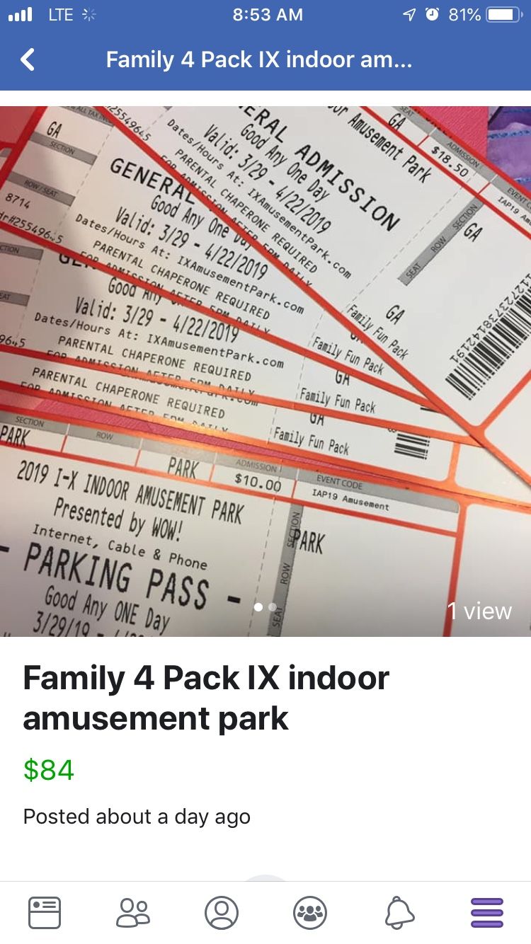 IX indoor amusement park tickets