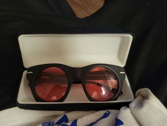 DKNY Round Sunglasses with Red Lenses