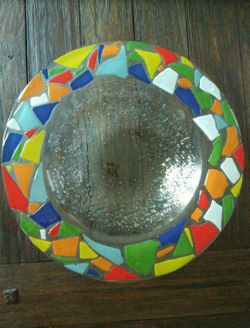 Large 30" Glass Mosaic Mexican Tile Fruit Bowl