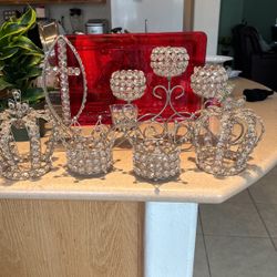 6 Piesas De Decoracion  En Cristal Y Metal