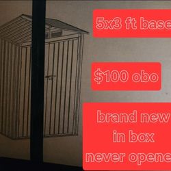 Brand New In Box Galvanized Steel Outdoor Shed 5x3 ft, with base !