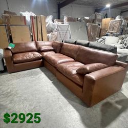 Emilia 4-Piece Caramel Leather Sectional