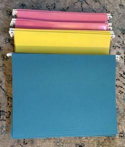 Lot of 40 Hanging File Folders Standard Letter Size- Pink, Yellow & Blue