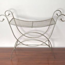 Vintage Hollywood Regency Mid Century Metal Vanity Bench