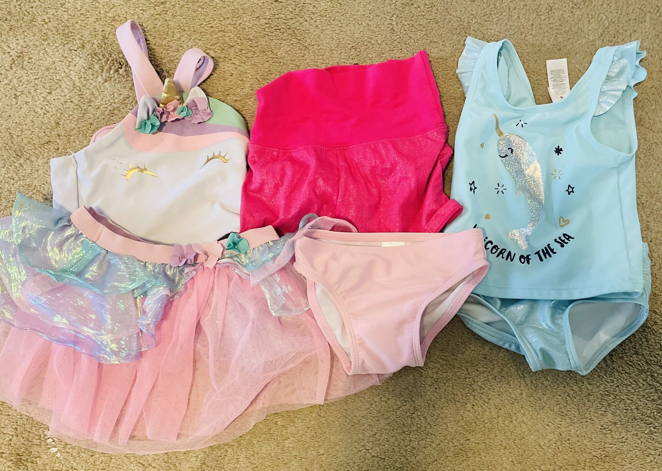 4 Pack 18M Girl's Swimsuit Sets (2) & Skirts (2)