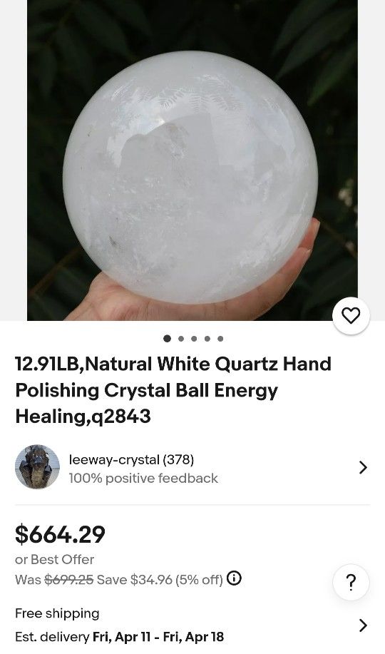 White Quartz Hand Polish Crystal Ball Energy Healing