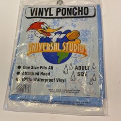 Universal Studios 100% weatherproof vinyl poncho w/hood adult one size fits all