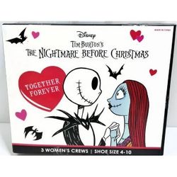 Valentines Disney The Nightmare Before Christmas Women's 3 Pair Crew Socks, Size 7-9.5
