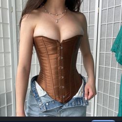 Women Satin Lace Up Back Corset Sexy Corset