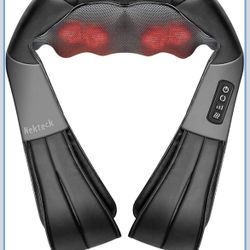 Nekteck Shiatsu Neck Massager for Pain Relief Deep Tissue with Heat, 3D Kneading Massage Pillow Back Shoulder Massagerfor Body Muscle, Plug-in Use for
