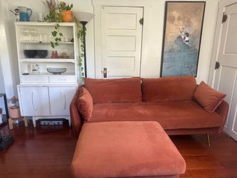 Albany Park Rust Velvet Sofa + Ottoman