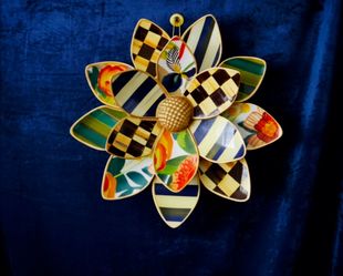 7"×7" MacKenzie-Childs Wallflower wall decor piece, featuring layered Petals