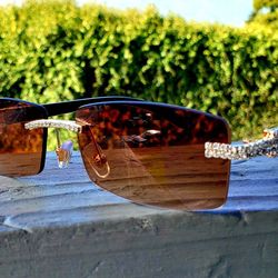 Iced out brown gradient sunglasses