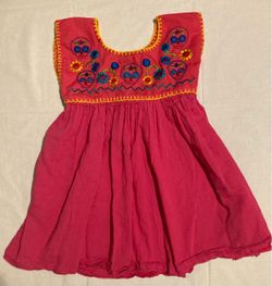 Girls Mexican Embroidered Skull Dress Size 4.