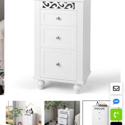 Nightstand Bathroom Storage Cabinet Home Sofa Side Table 3-Drawer Narrow Cabinet