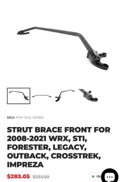 STRUT BRACE FRONT FOR 2008-2021 WRX, STI, FORESTER, LEGACY, OUTBACK, CROSSTREK, IMPREZA