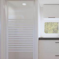 New In Box!! Camper RV Retractable, Shower Door Opaque Stripe – White