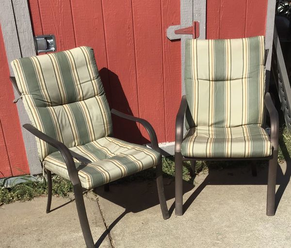 2 Stackable aluminum lawn chairs with cushions yours for only 80 for