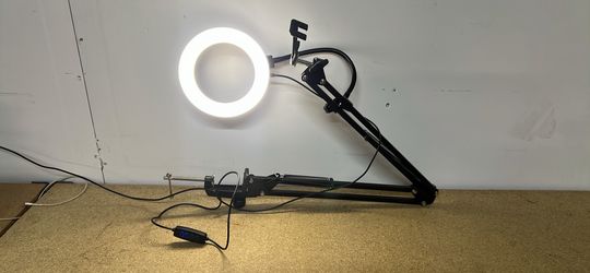 LED Ring Light with Scissor Arm Stand and Phone Holder