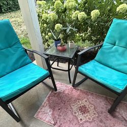 2 Patio Rocking Chairs & Table Set 