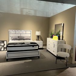 Queen Bed Frame, Dresser, Mirror And Nightstand 